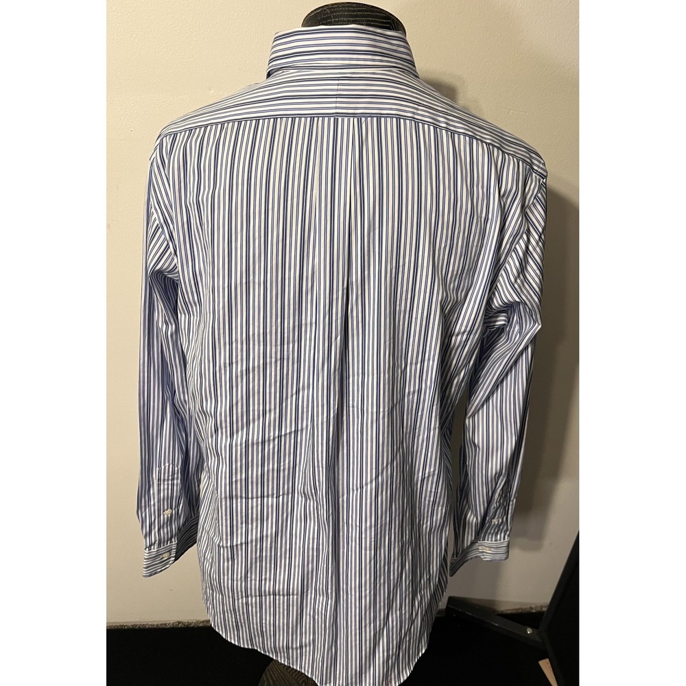 Ralph Lauren Shirt Mens Large Blue Stripe Custom Fit Button Down Long Sleeve - Picture 7 of 10